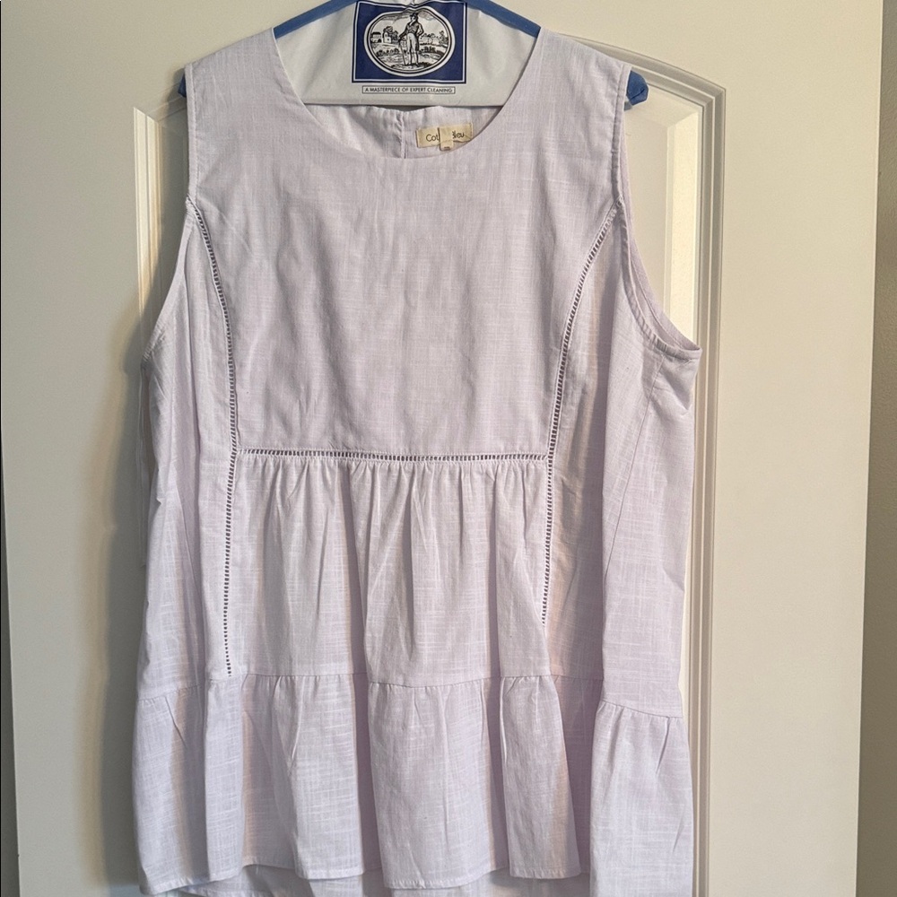 Cotton Bleu White Sleeveless Top